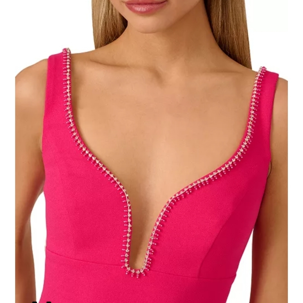$275 Adrianna Papell Women Bead-Trim Sweetheart-Neck Sleeveless Gown Sz 12 Party - Picture 3 of 14